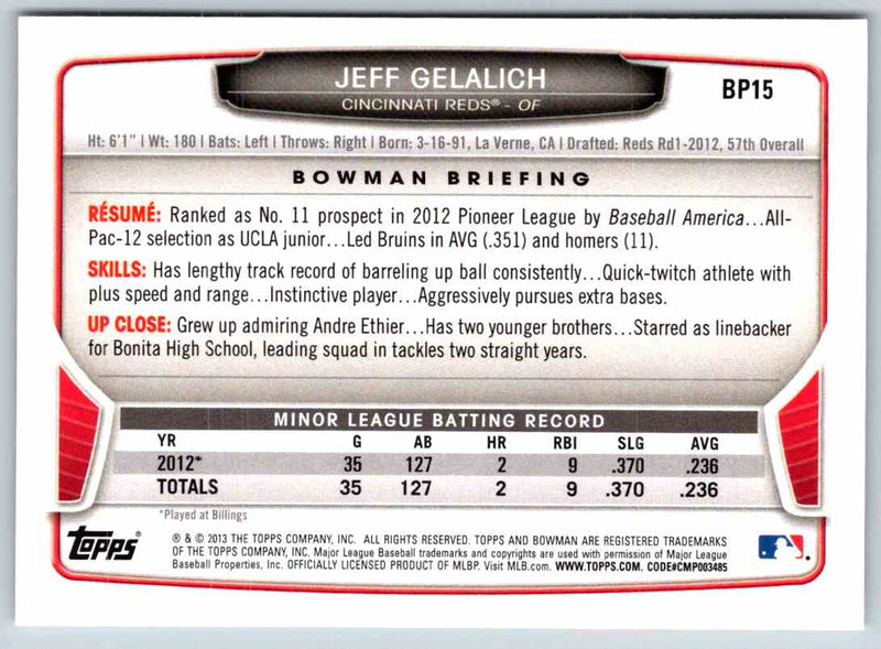 2014 Bowman Jeff Gelalich