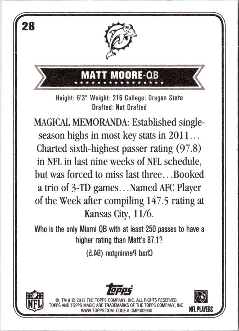 2012 Topps Magic Mini Matt Moore