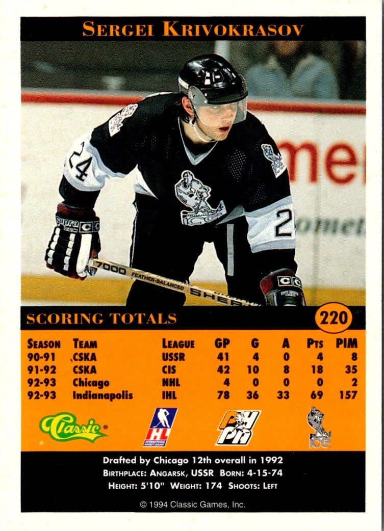 1994 Classic Pro Prospects Sergei Krivokrasov