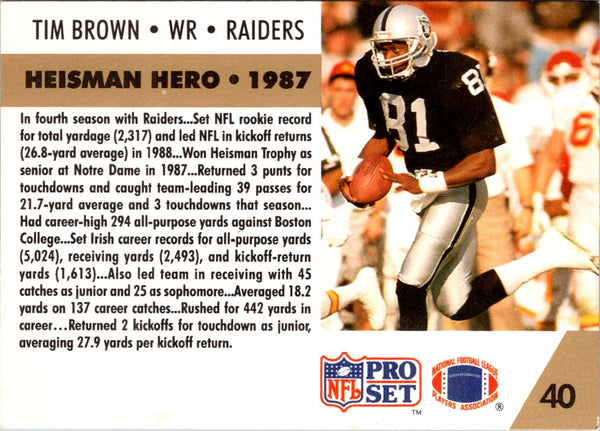 1991 Pro Set FACT Mobil Tim Brown #40