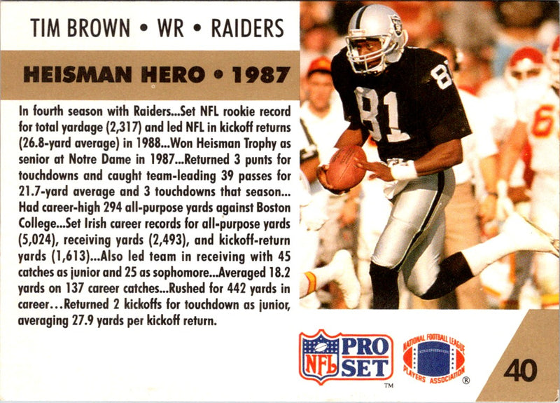 1991 Pro Set FACT Mobil Tim Brown