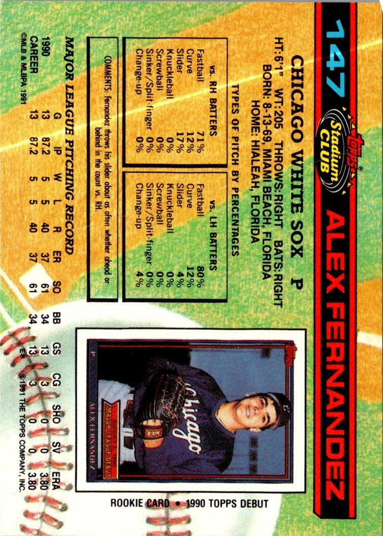 1991 Stadium Club Alex Fernandez