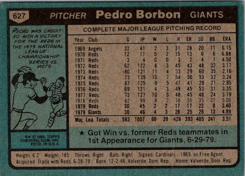 1980 Topps Pedro Borbon