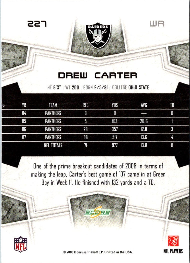 2008 Score Super Bowl XLIII Drew Carter