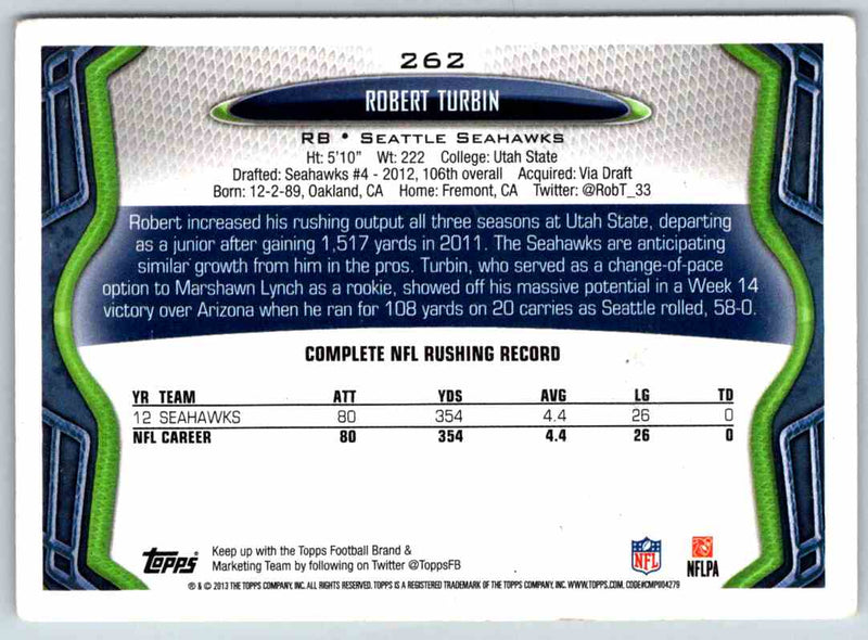 2011 Topps Football Robert Turbin