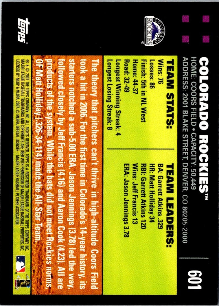 2007 Topps Colorado Rockies