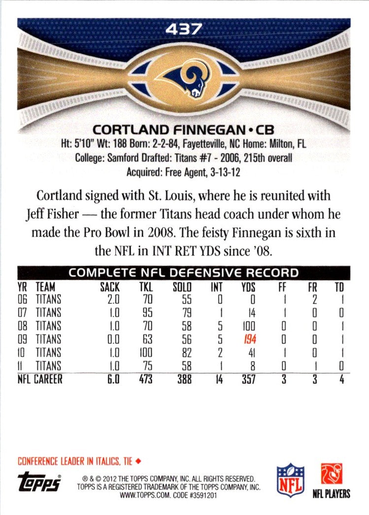 2012 Topps Cortland Finnegan