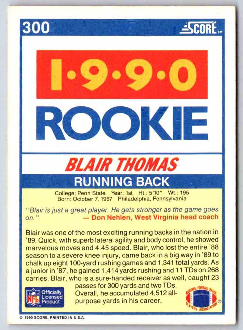 1990 Score Blair Thomas
