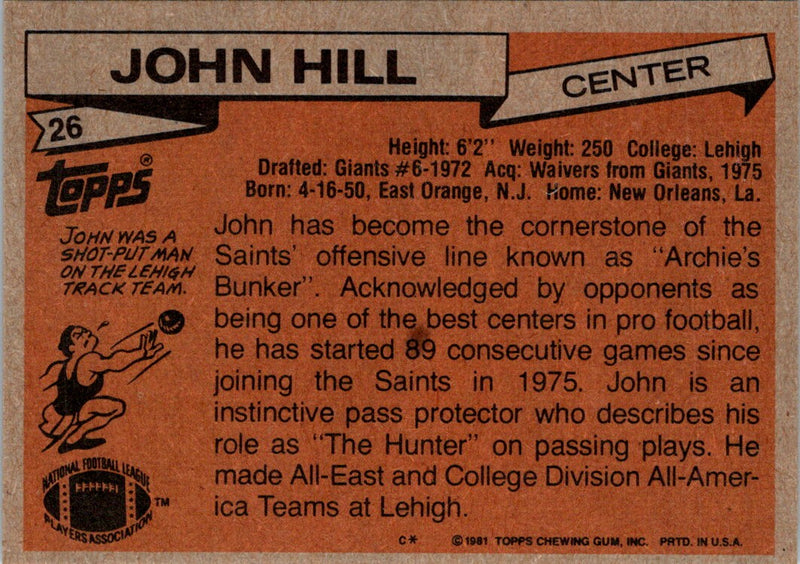 1981 Topps John Hill