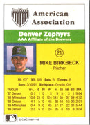 1990 CMC Denver Zephyrs Mike Birkbeck