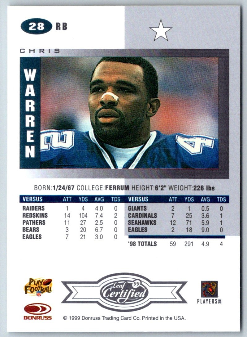 1999 Leaf Certified Chris Warren