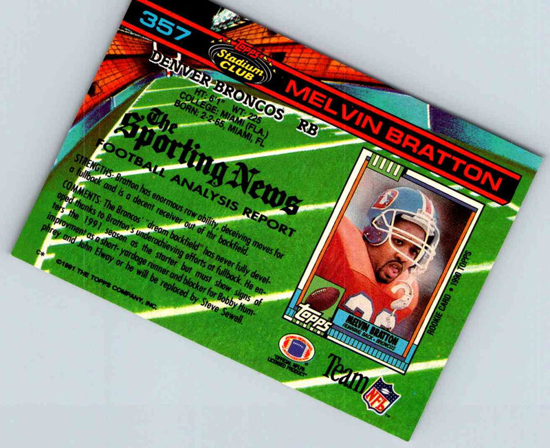 1994 Topps Stadium Club Football Melvin Bratton