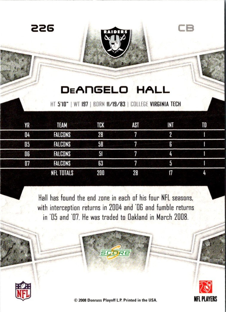 2008 Score Super Bowl XLIII DeAngelo Hall