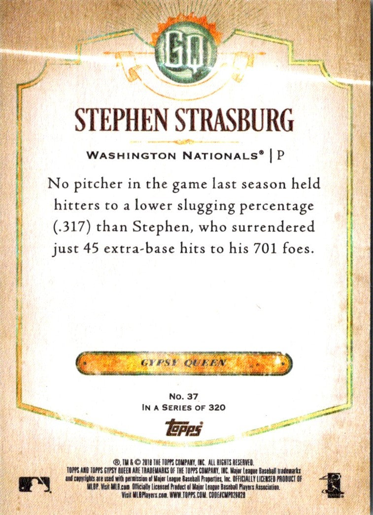 2018 Topps Gypsy Queen Stephen Strasburg
