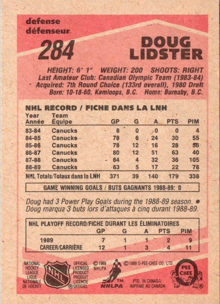 1989 O-Pee-Chee Doug Lidster