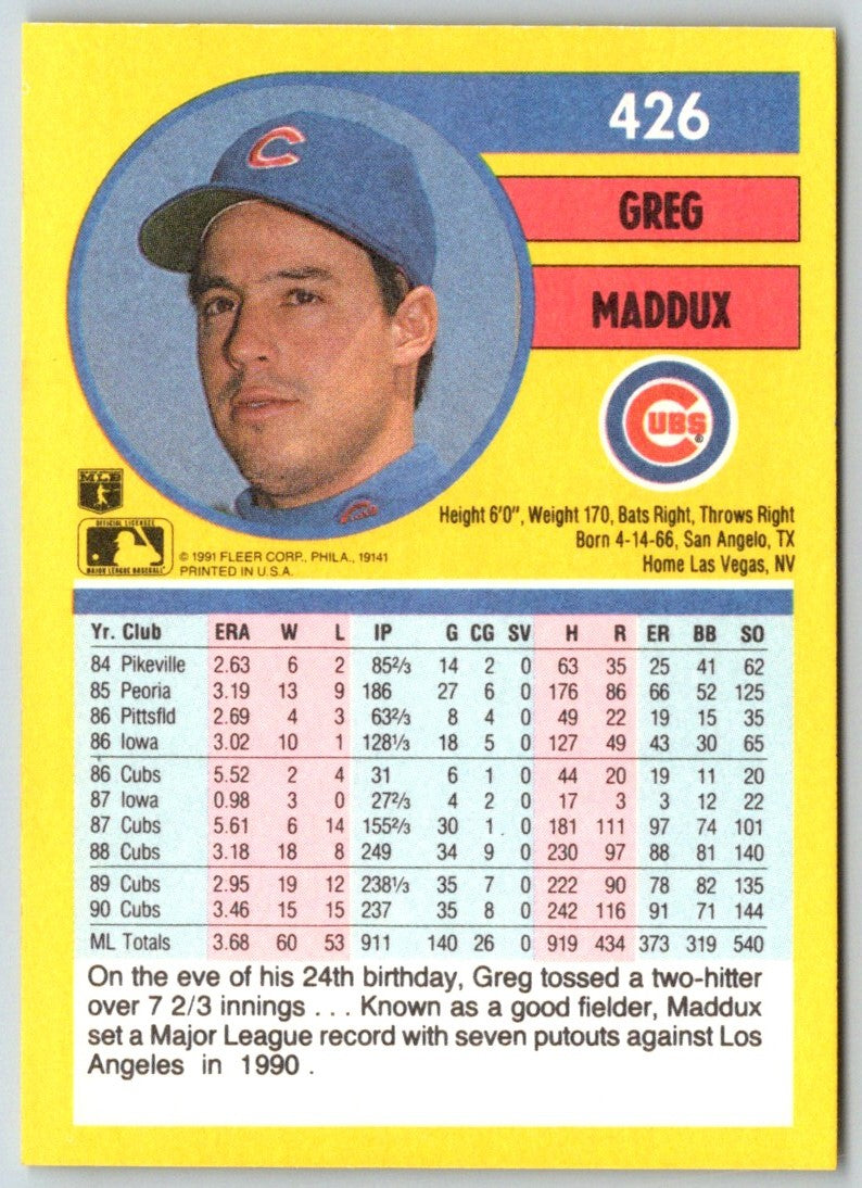 1991 Fleer Greg Maddux