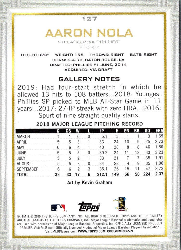 2019 Topps Gallery Aaron Nola