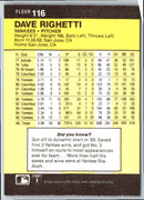1986 Fleer Dave Righetti