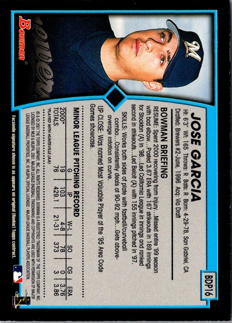 2001 Bowman Draft Picks & Prospects Jose Garcia