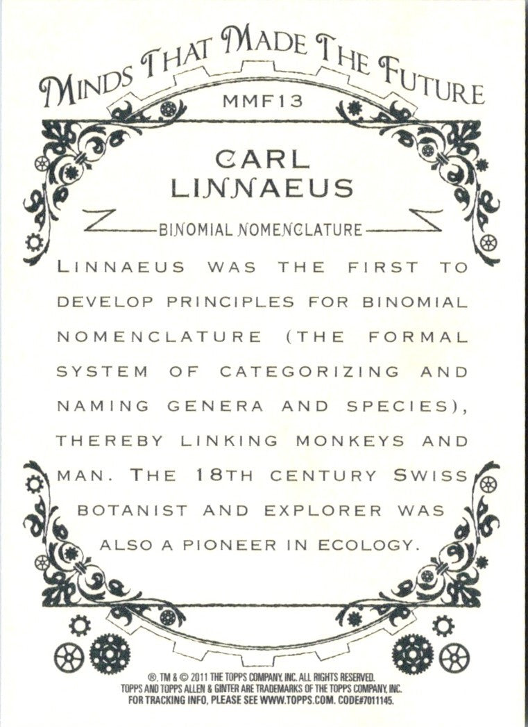 2011 Topps Allen & Ginter Minds that Made the Future Carl Linnaeus