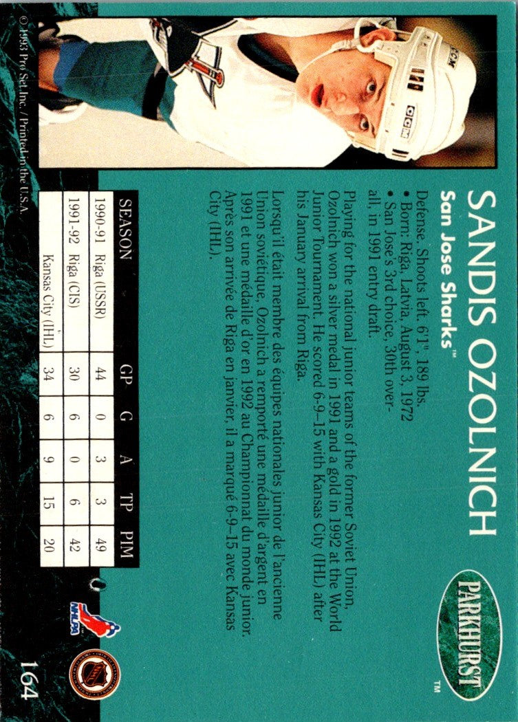 1992 Parkhurst Sandis Ozolinch