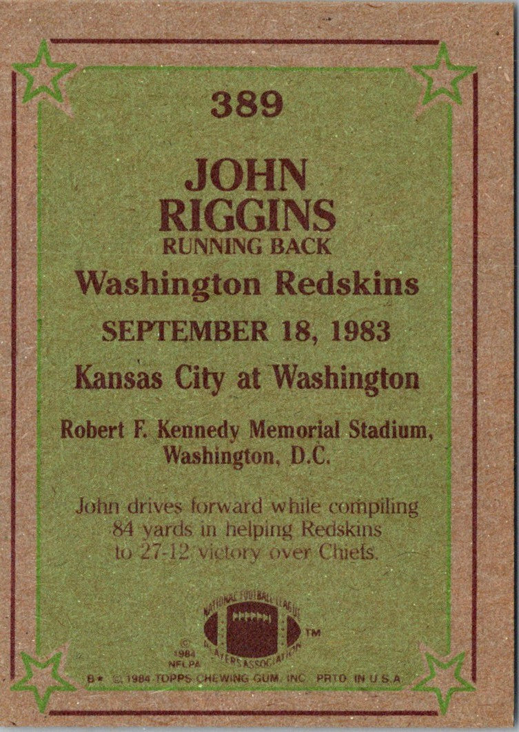 1984 Topps John Riggins