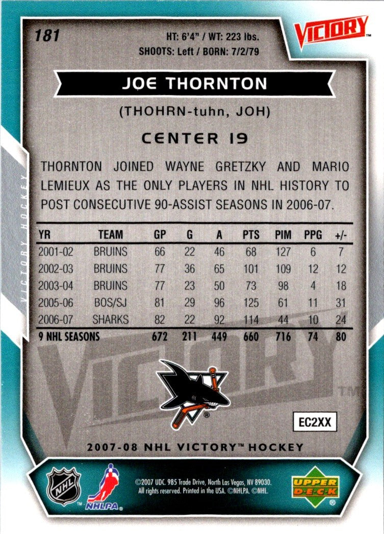 2007 Upper Deck Victory Joe Thornton