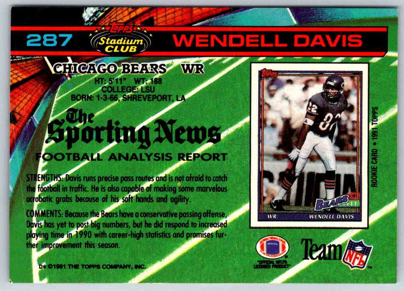1991 Topps Stadium Club Football Wendell Davis