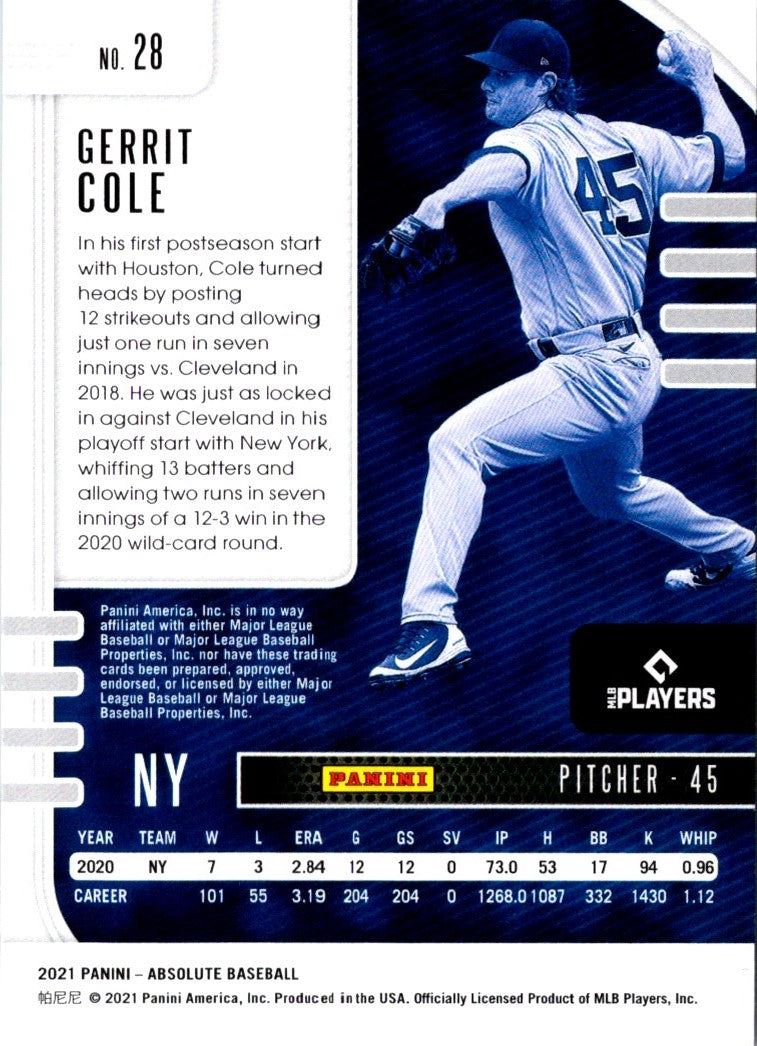 2021 Panini Absolute Gerrit Cole