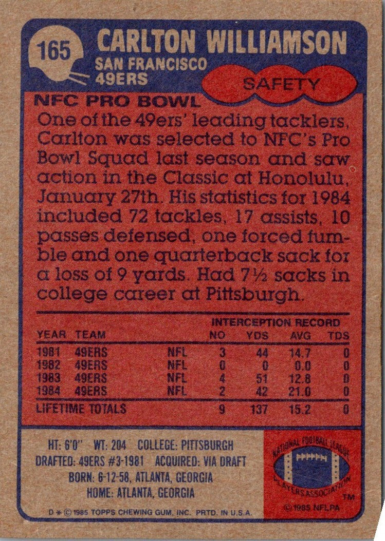 1985 Topps Carlton Williamson