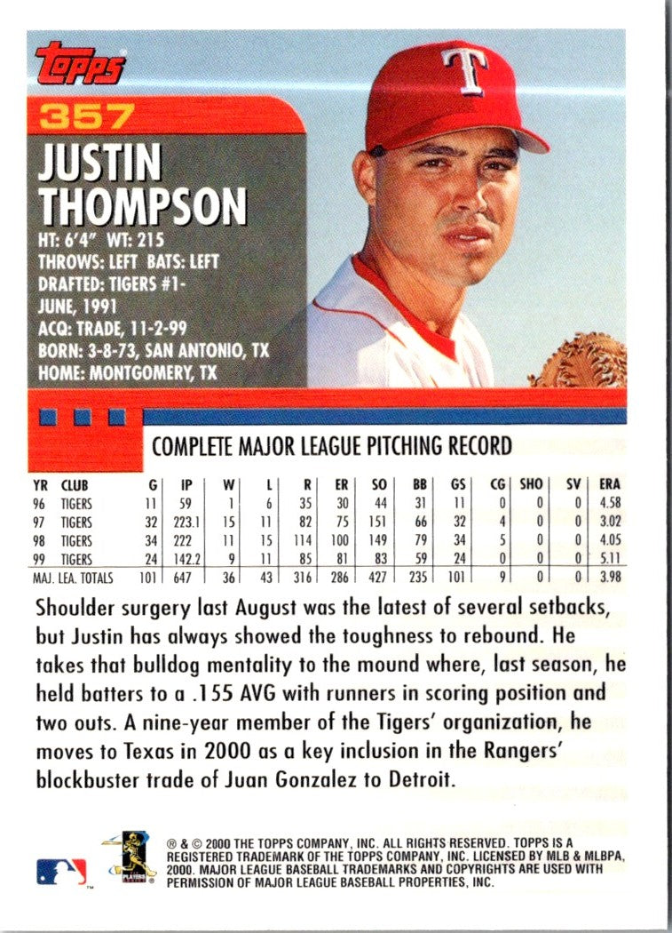 2000 Topps Justin Thompson