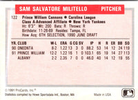 1991 ProCards Tomorrow's Heroes Sam Militello #122