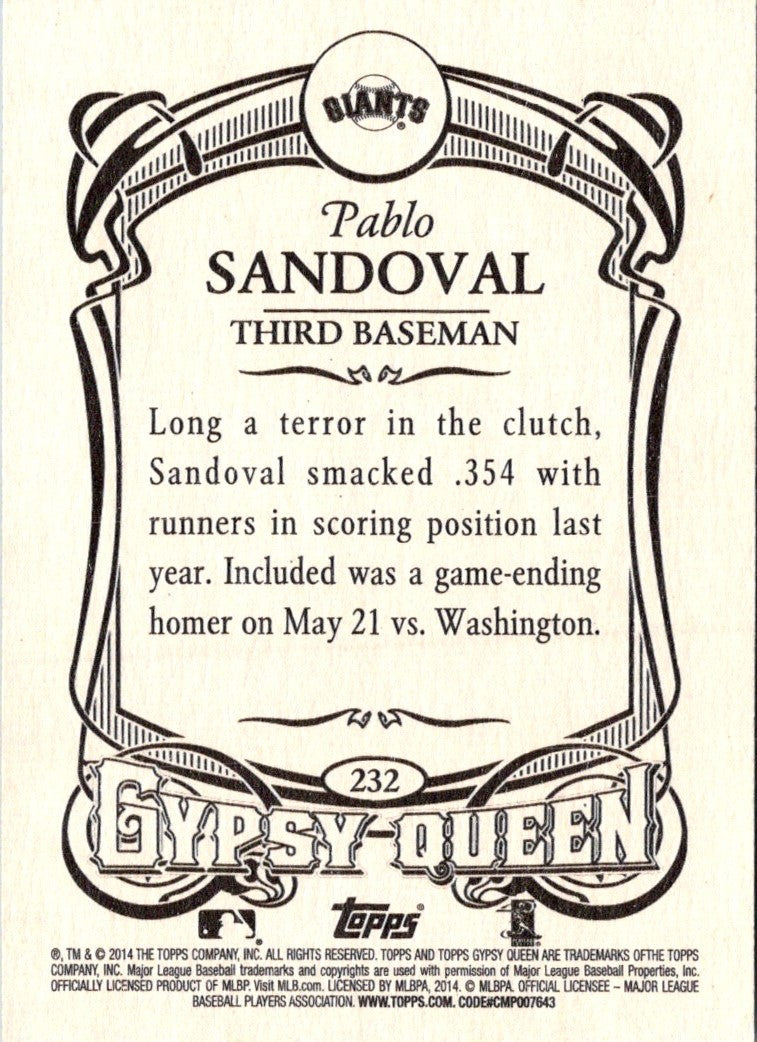 2014 Topps Gypsy Queen Pablo Sandoval