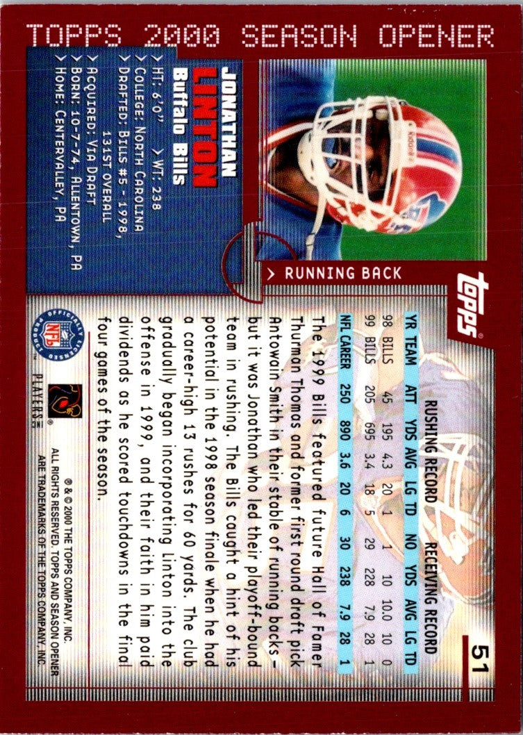 2000 Topps Season Opener Jonathan Linton