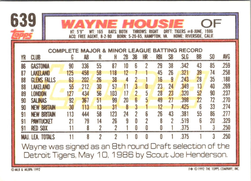 1992 Topps Wayne Housie