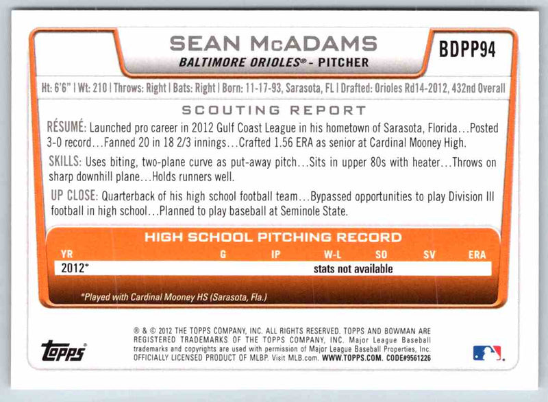 2013 Bowman Sean McAdams