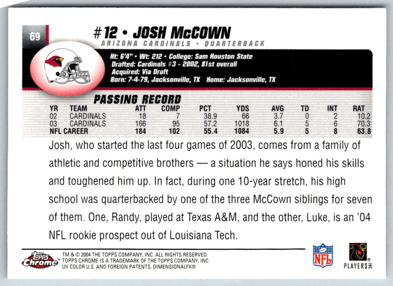 2004 Topps Chrome Josh McCown