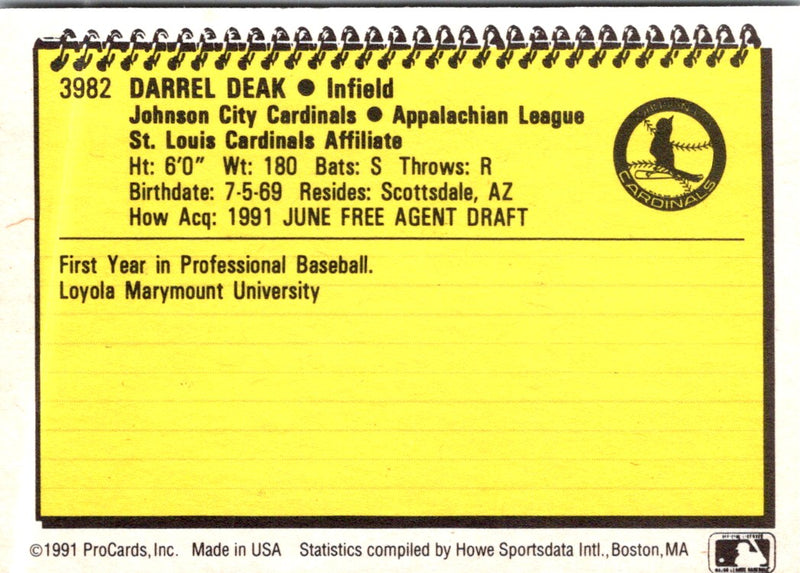 1991 ProCards Darrel Deak