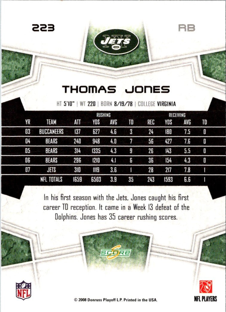 2008 Score Super Bowl XLIII Thomas Jones