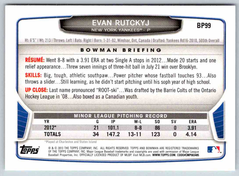 2014 Bowman Evan Rutckyj