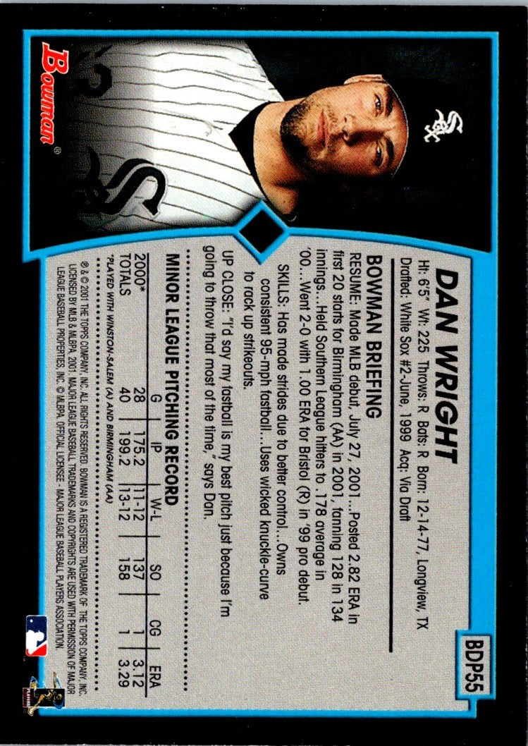 2001 Bowman Draft Picks & Prospects Dan Wright