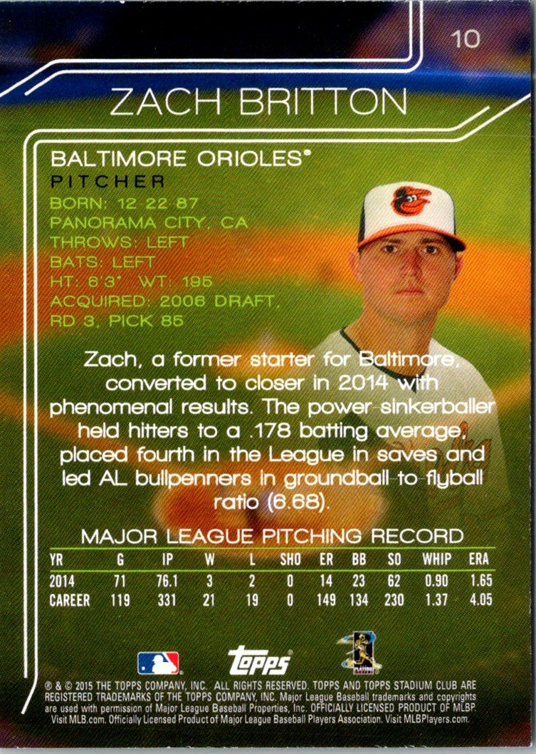 2015 Stadium Club Zach Britton