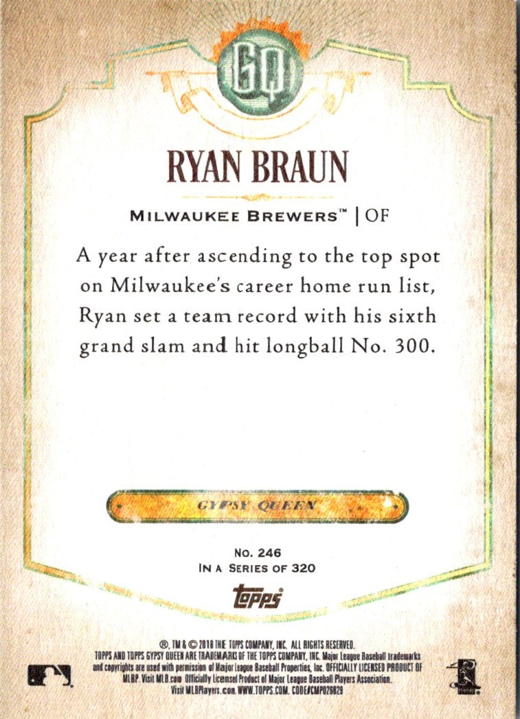 2018 Topps Gypsy Queen Ryan Braun