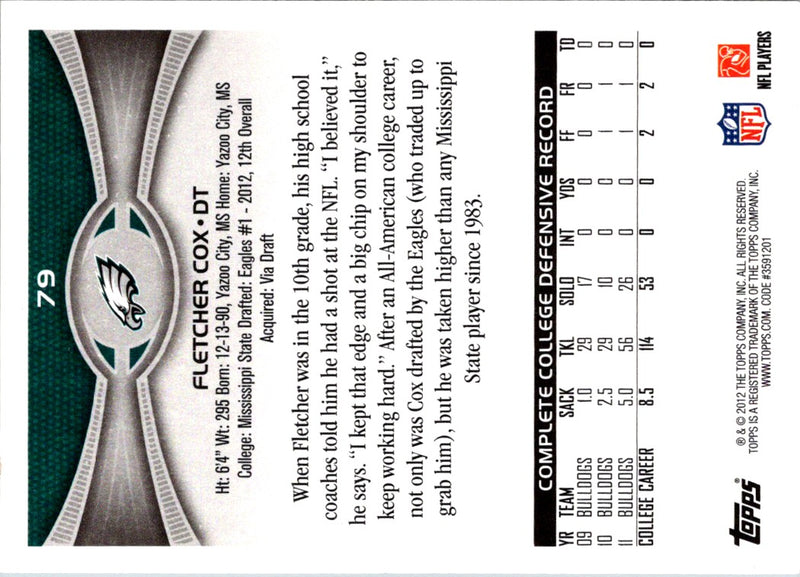 2012 Topps Fletcher Cox
