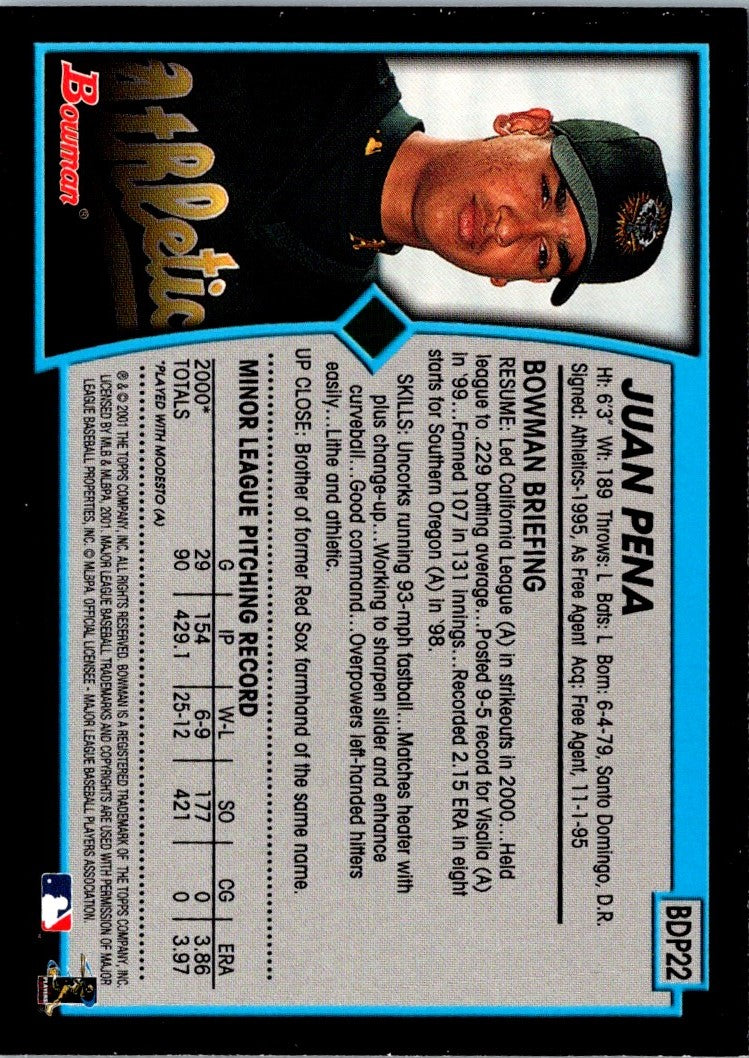 2001 Bowman Draft Picks & Prospects Juan A. Pena