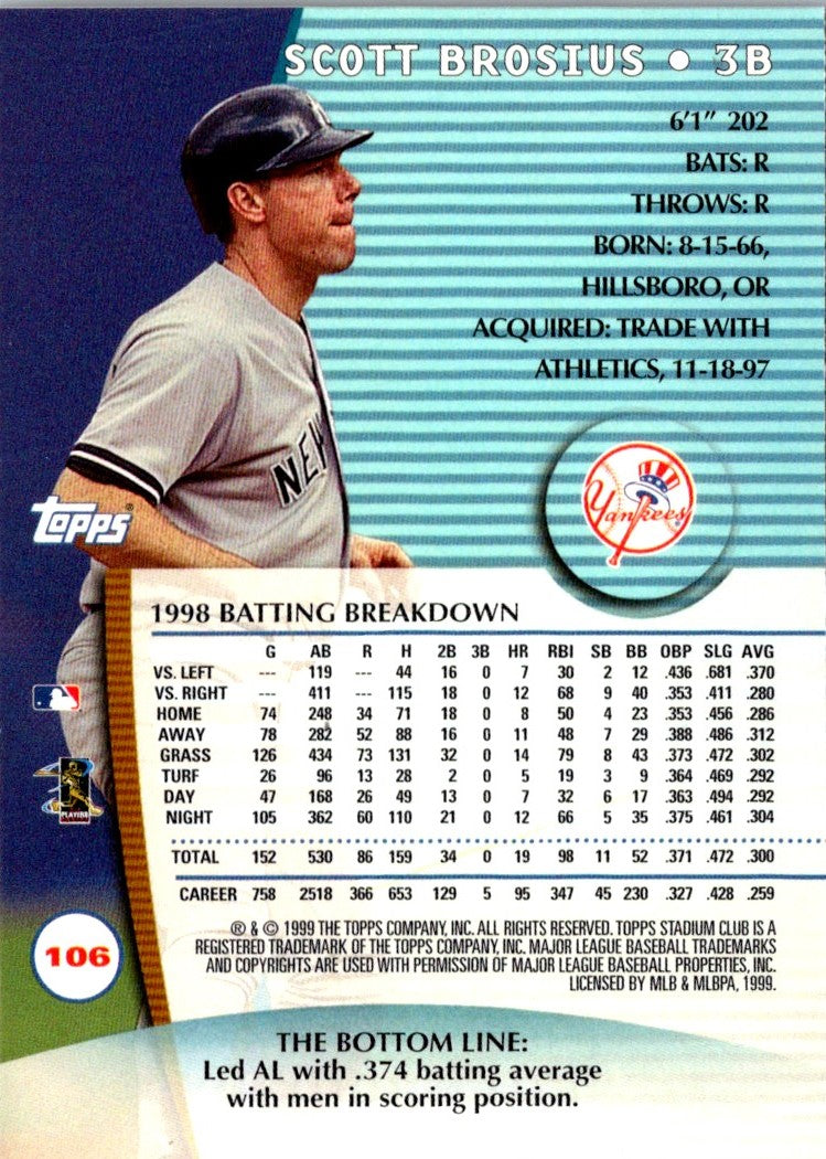 1999 Stadium Club Scott Brosius