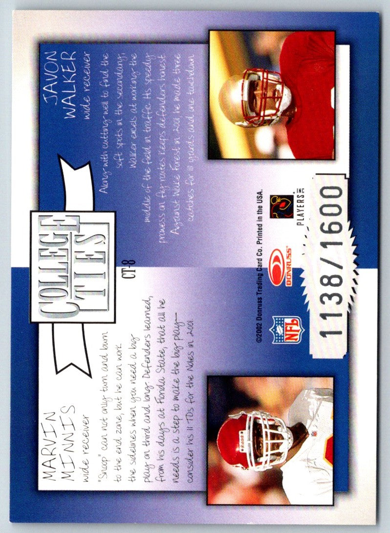 2002 Donruss Elite College Ties Snoop Minnis/Javon Walker