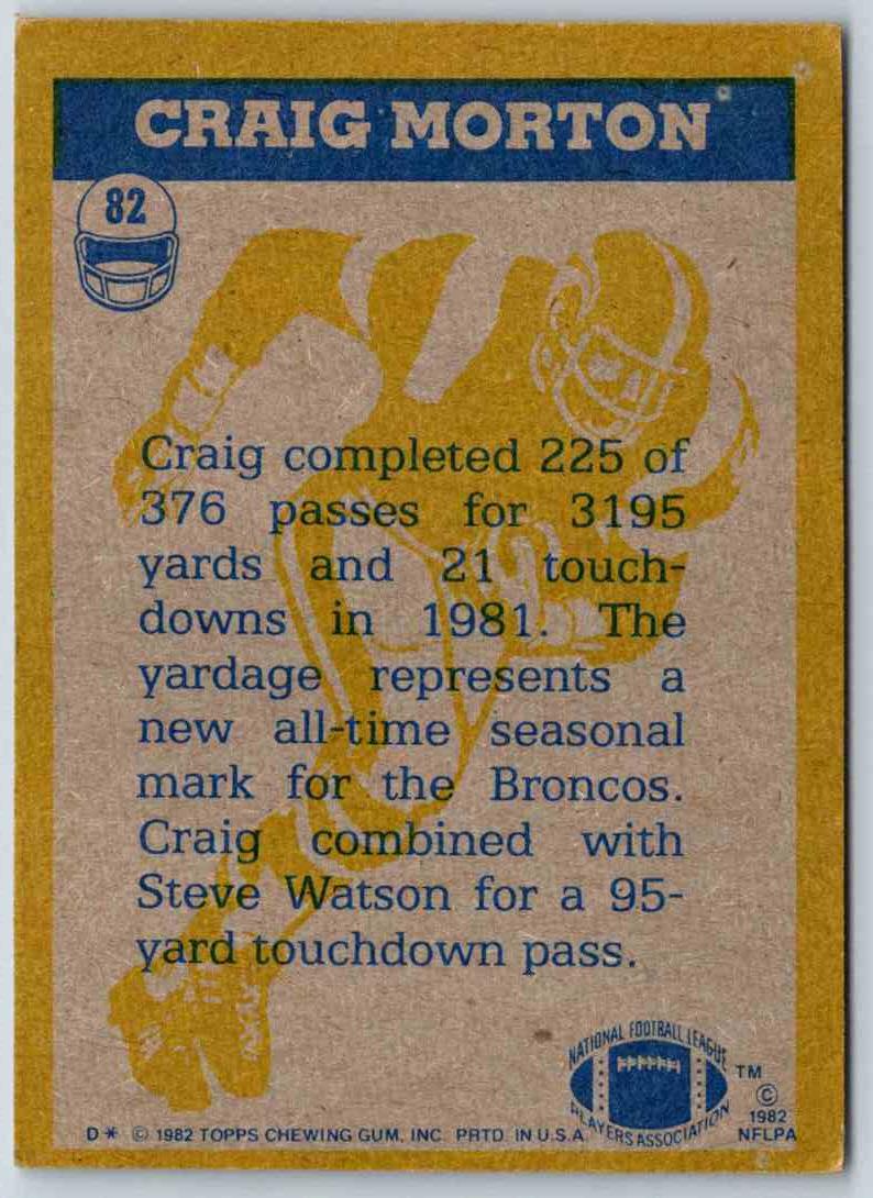 1982 Topps Craig Morton