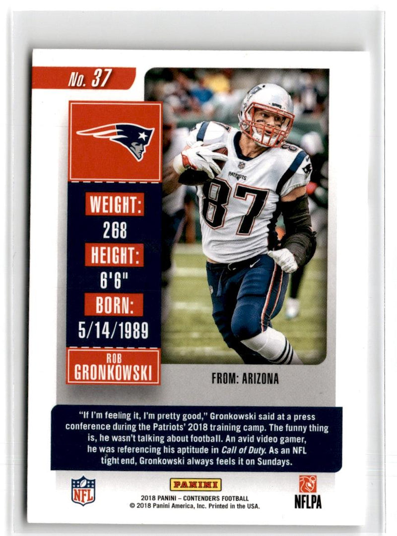 2017 Panini Contenders Optic Rob Gronkowski