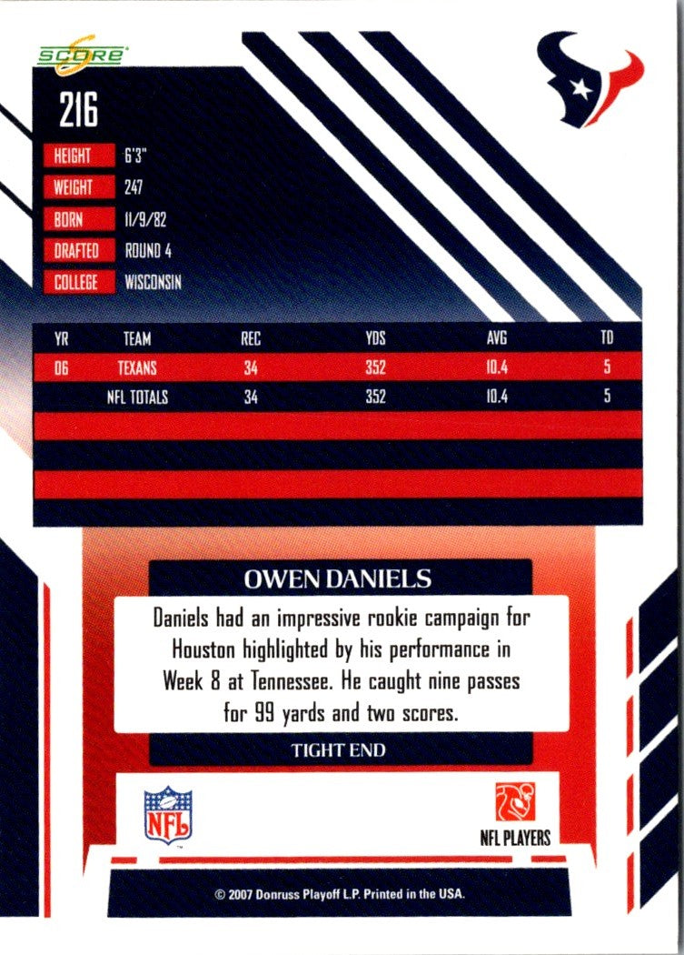 2007 Score Owen Daniels